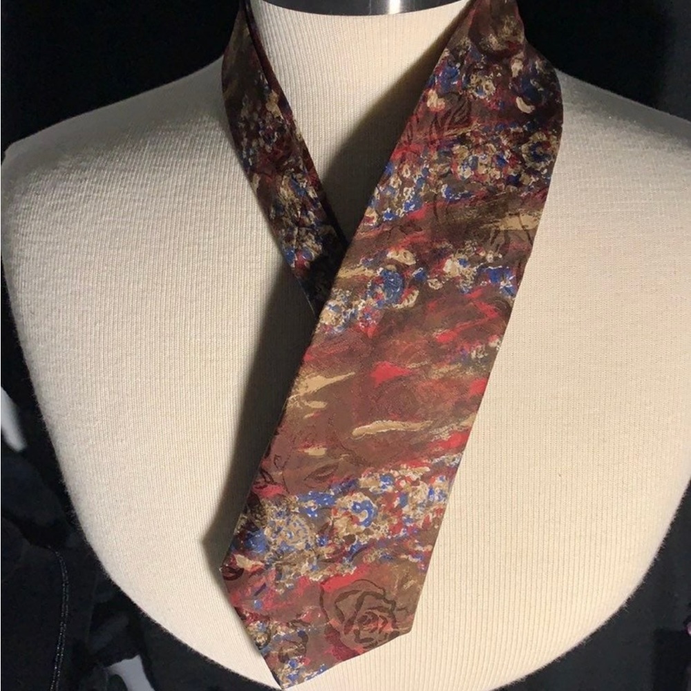 Vintage Rossini brown floral mens tie